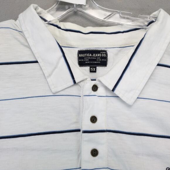 Nautica Jeans Co Striped Polo Shirt Men's 5X Big Short Sleeve Embroidered Crest - Picture 4 of 10